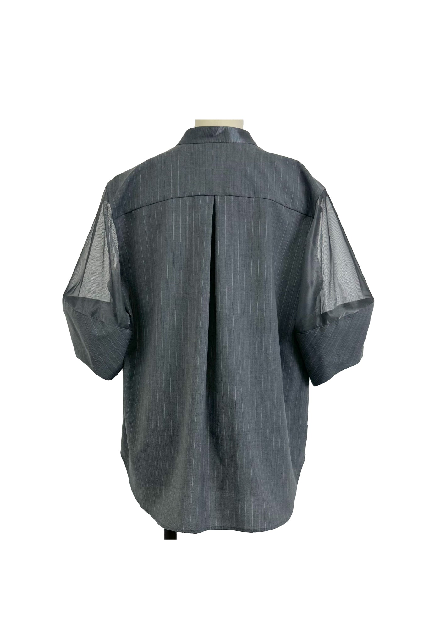 PIN STRIPE BUD-LIKE SLEEVE MILITARY SHIRT